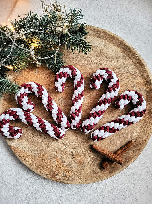 ozdoby choinkowe Zestaw 5 szt. Laska Cukrowa - Ozdoby choinkowe bordowy+biały