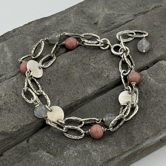bransoletki z kamieni naturalnych Rodonit i labradoryt I - bransoletka