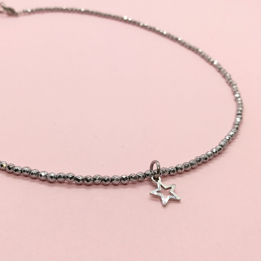 Choker od Glam! Gwiazdka i srebrny Hematyt  Glam by Bizu ARTeria