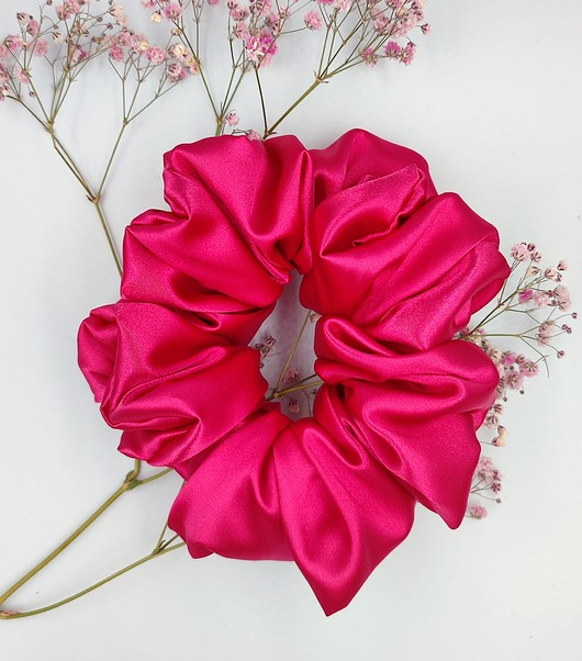 gumki do włosów Scrunchie satyna fuchsia