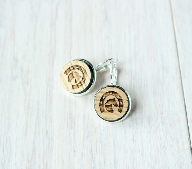 kolczyki drewniane Drewniane kolczyki PODKOWA