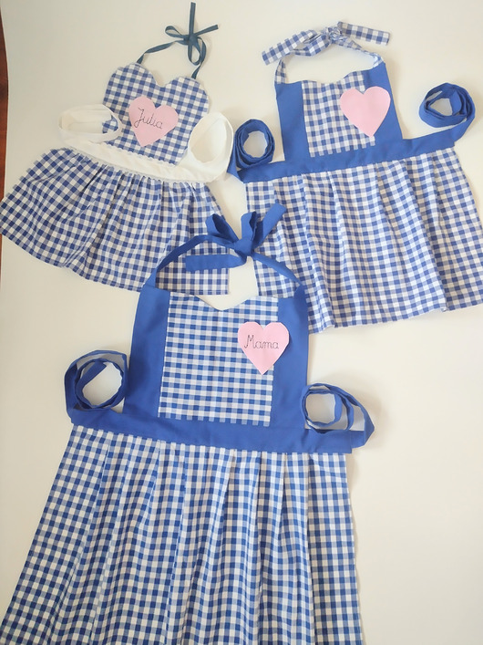 dziewczynka - inne Zestaw 3 bawełnianych fartuchów kuchennych dla mamy i córek