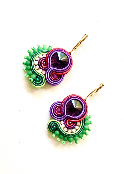kolczyki soutache Sutaszowe kolczyki GREEN&VIOLET