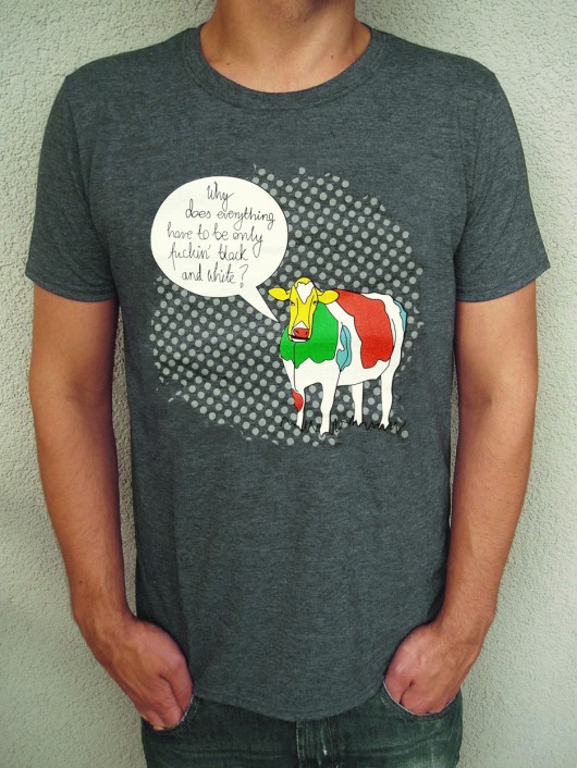T-shirt unisex - Talking Cow szary melanż MUNGO