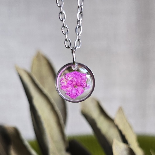 wisiory Wieczne kwiaty różowe srebrny wisiorek prawdziwe kwiaty naszyjnik