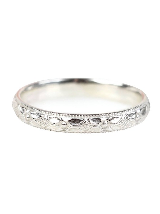 obrączki Srebrna obrączka z kwiatową fakturą - Peonia r.12