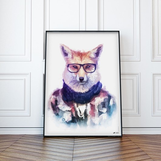 Grafika / Plakat "Hipsterski Lis" 50x70cm WzoryKolory