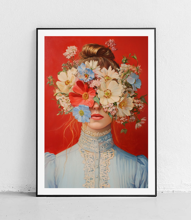 plakaty Plakat Kwiaty na czerwonym tle