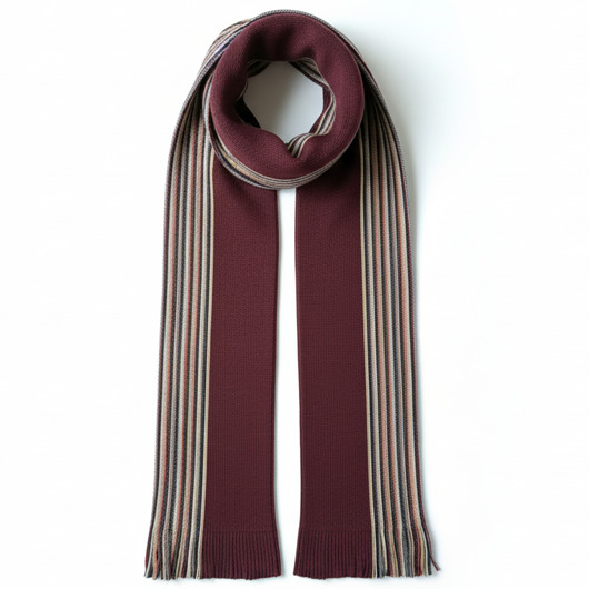 tuby i kominy Szalik Męski szal 100% Wełniany bordowy czerwony w paski
