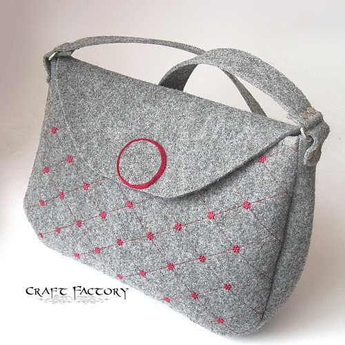 Burgundy Chequered - torba M Craft Factory