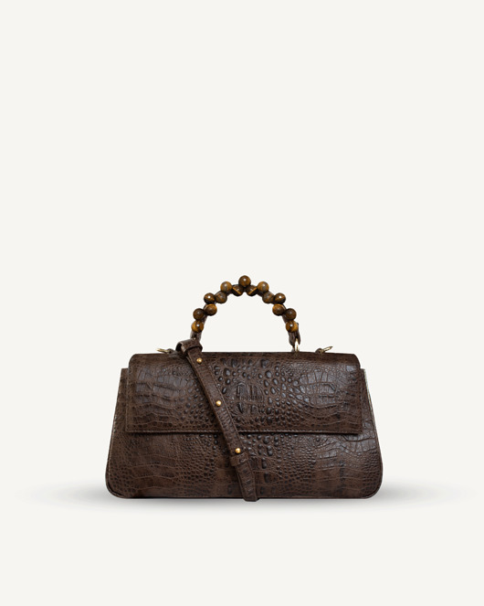 torby na ramię "Audrey" torebka z tygrysim okiem, skóra tłoczona na wzór krokodyla