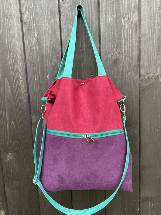 torby na ramię Duża torba na ramię z zapinaną kieszenią -fiolet,burgund,jadeit