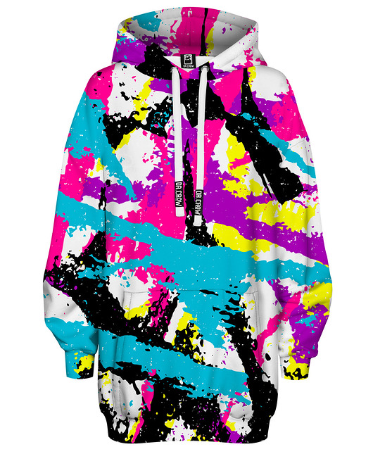 bluza z kapturem damska Bluza Oversize Tunika DR.CROW Psychodelic Graffiti