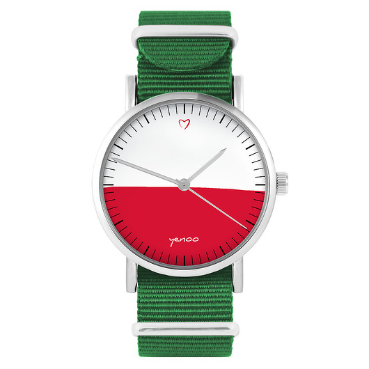 zegarki unisex Zegarek - Polska flaga - zielony, nylonowy