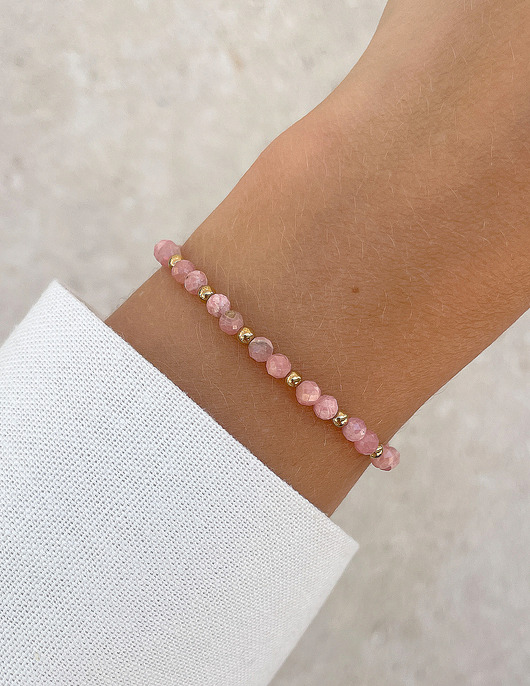 bransoletki z kamieni naturalnych Bransoletka na gumce z rodochrozytu z hematytem - miłość, ochrona, uzdrowienie