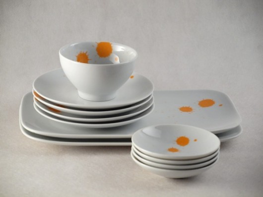 SPLASH orange Sushi Set dla dwóch par. Clock Wood Studio