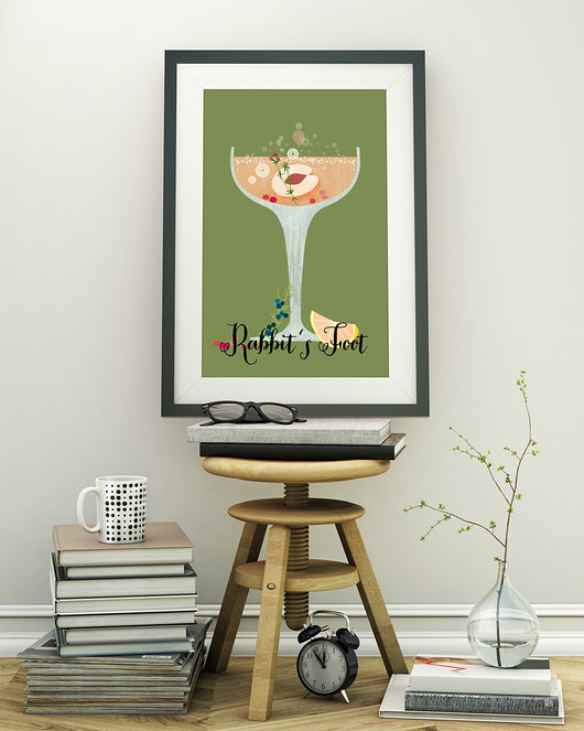 Koktail Rabbit's Foot - plakat art giclee minimalmill