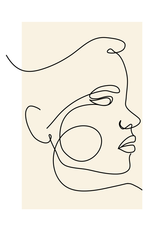 grafiki i ilustracje Plakat abstrakcyjny twarz kobiety w stylu line art