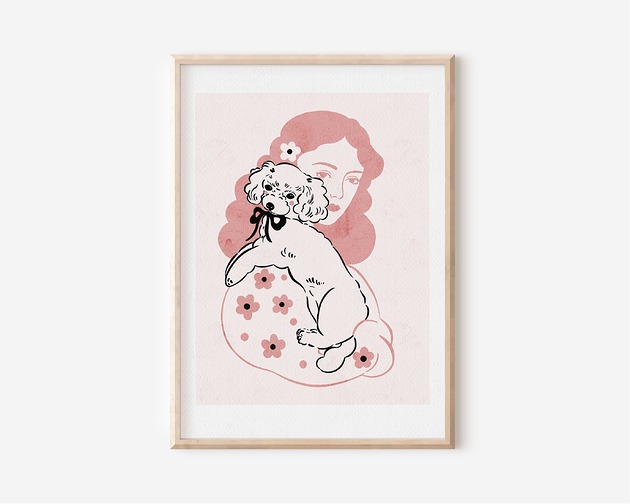 grafiki i ilustracje Plakat - Dama z pieskiem