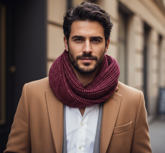 tuby i kominy Komin Męski bordowy szal Wełniany Alpaka