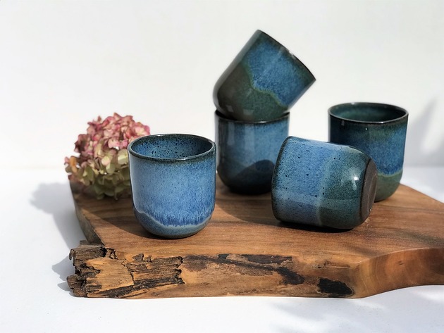 kubki Kubek ceramiczny bez uszka, czarka - Borówka