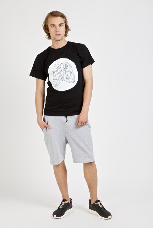 Tshirt męski czarny 'płuca' NoExcuse