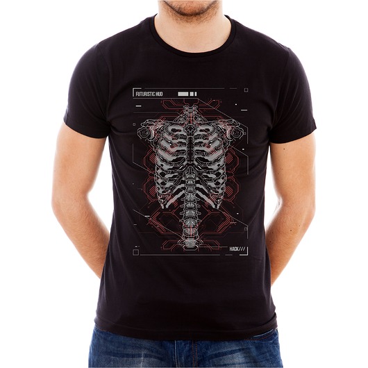 Koszulka czarna  Futuristic human skeleton ART ORGANIC