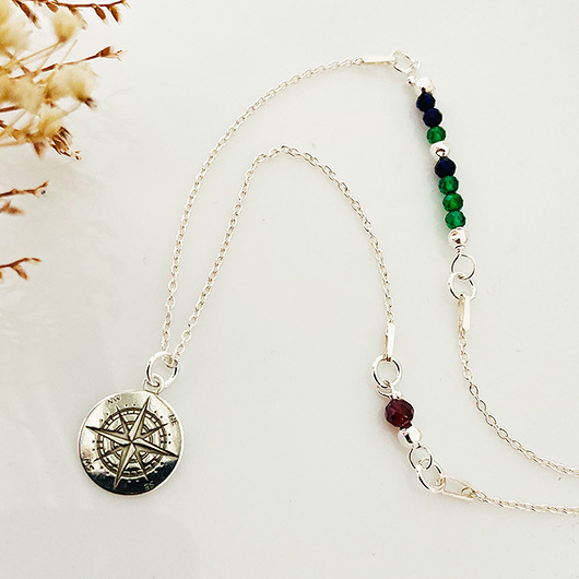 Naszyjnik kompas z kamieniami-srebro Anemon Atelier