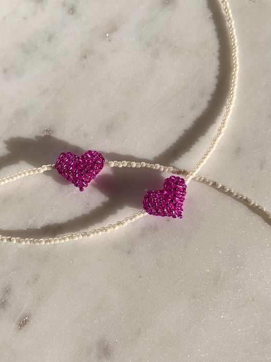 chokery Naszyjnik - cuore fucsia