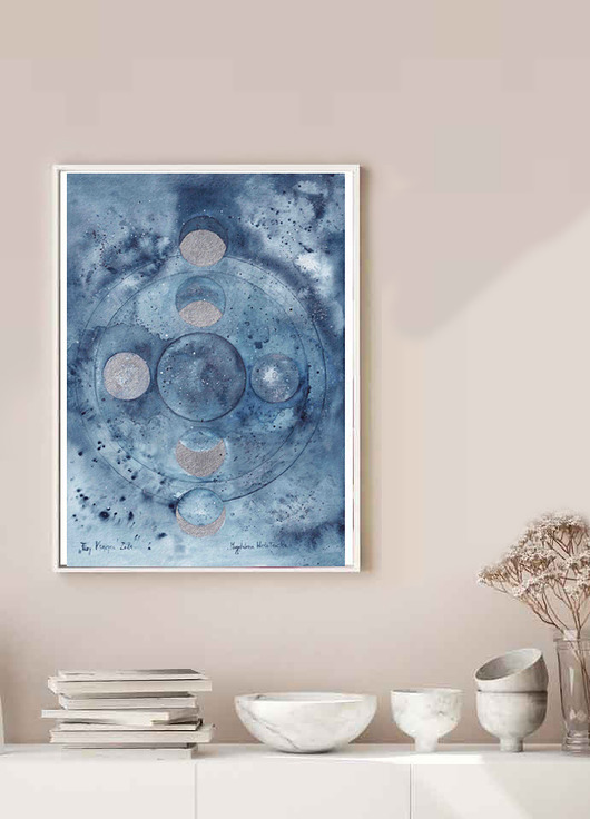 plakaty Plakat Akarelowe Fazy Księżyca - Silver Moon