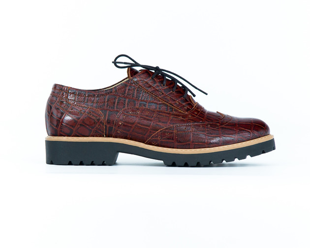 SKÓRZANE PÓŁBUTY ZAPATO 258 CZARNO BRĄZ KROKO Zapato