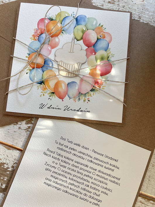 kartki scrapbooking Ręcznie robiona kartka dla dziecka na urodziny - roczek