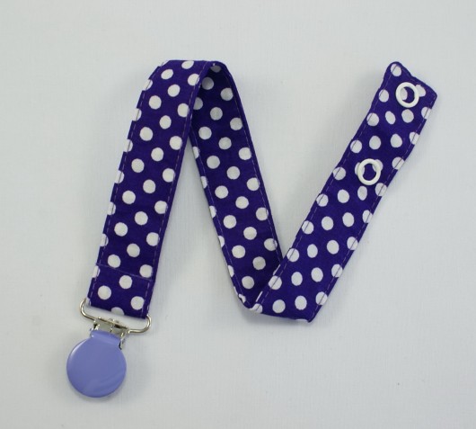 Zawieszka do smoczka, KROPKI POLKA DOT fioletowa Little Sophie