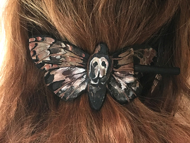 spinki i klamry do włosów skórzana spinka ćma