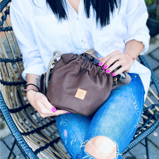 torby na ramię Mała torba worek "Mili Bucket Bag" - czekoladowy brąz