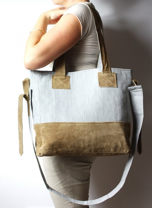 Torba -  gray and beige ( leather) Zuzia Górska