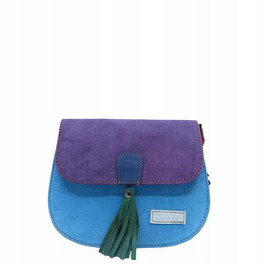 torby na ramię Torebka listonoszka zamszowa damska regulowany pasek kolorowa OLIVKA