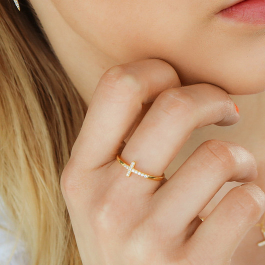 Pierścionek krzyżyk z cyrkoniami srebro 925 Coccola JEWELLERY