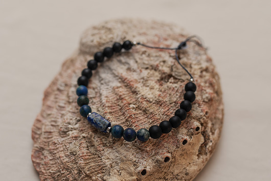biżuteria męska Bransoletka Męska Lapis Lazuli Lazuryt Lawa
