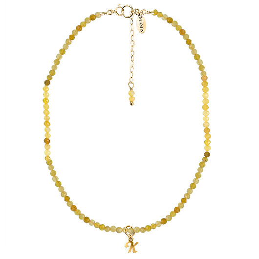 chokery CHOKER VERA z żółtym opalem i literką - pozłacany