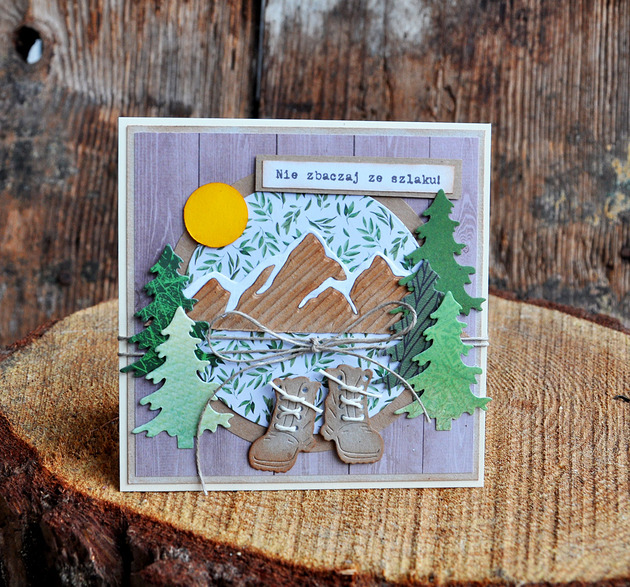 kartki scrapbooking Kartka z górami