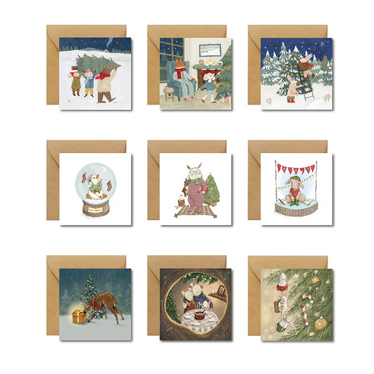 kartki okolicznościowe - wydruki Zestaw 9 kartek świątecznych Hi Little
