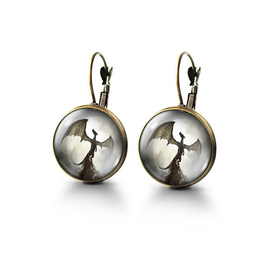 kolczyki szklane Kolczyki - Smok cienia - brąz