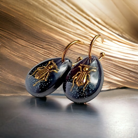 kolczyki z żywicy UNIKATOWE  kolczyki z żywicy : kolekcja INSECTS :