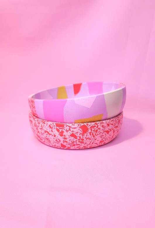 miski i misy Fioletowa miska terrazzo do kuchni na owoce lub dekoracyjna