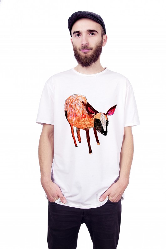 T-shirt męski "Dziwna sarna" White dziendobry