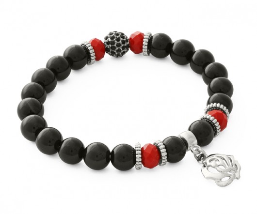 Black jade with red crystals & rose. Lavoga
