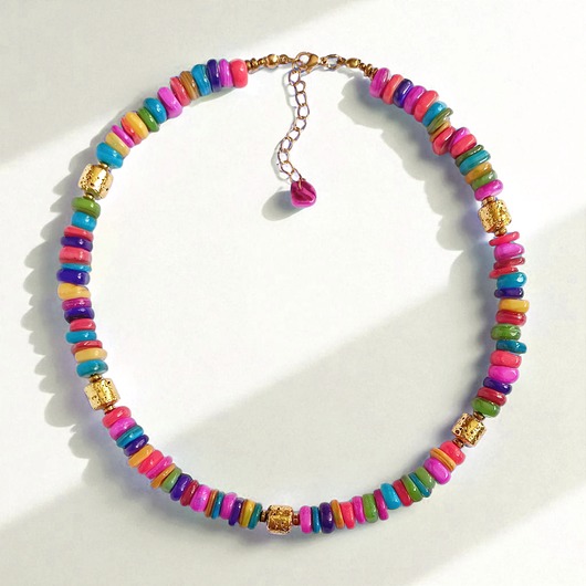 chokery NASZYJNIK : Summer collection: złota lawa, kolorowa masa perłowa