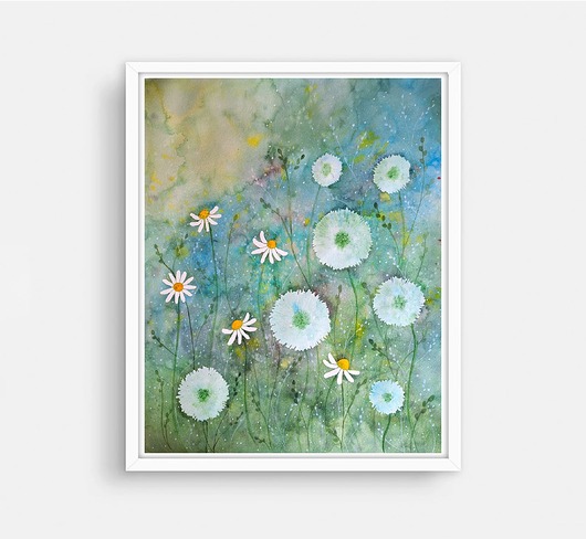 obrazy Oryginalna akwarela. Dmuchawce 40x50cm