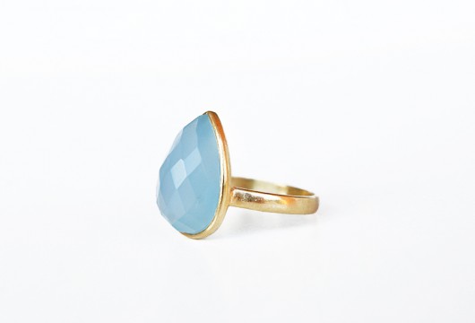 pierścionki złote Pierścionek srebro925/pozłacane chalcedonit blue